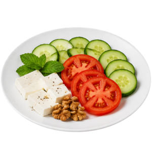 تصویر نون پنیر خیار گوجه گردو